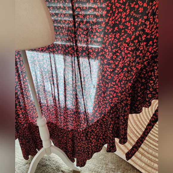 GANNI High-Low Wrap Dress Sz. 4 Red Black - Picture 9 of 11